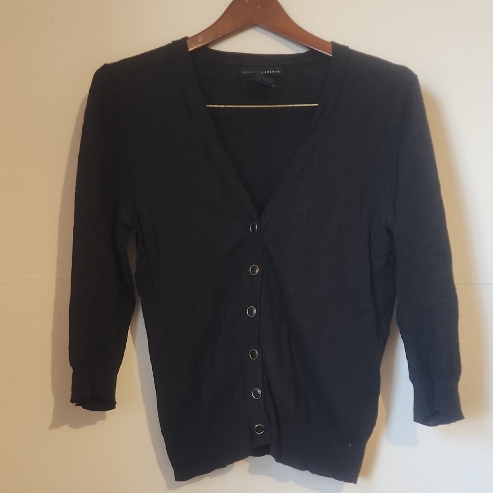 Grace Elements Black V-Neck Button Cardigan